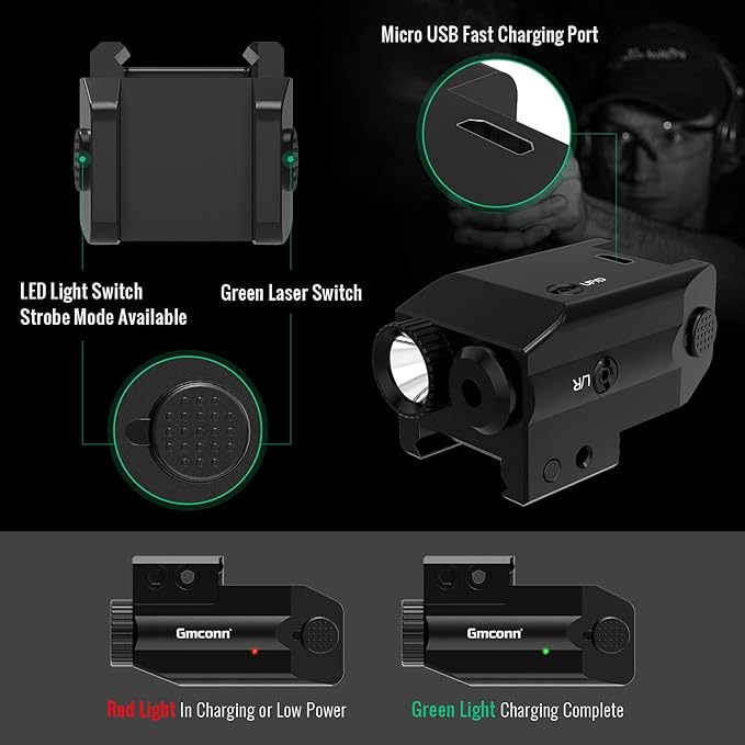GMCONN GM-1085 800 Lumen Light + Green Laser Combo